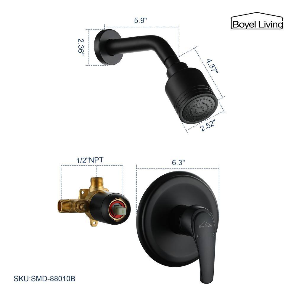 Matte Black Small Round Rain Shower Head Kit