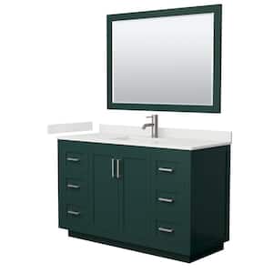 Miranda 54 in. W x 22 in. D x 33.75 in. H Single Bath Vanity in Green with White Qt. Top and 46 in. Mirror