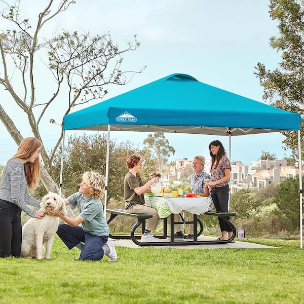 EAGLE PEAK 10 ft. x 10 ft. Turquoise Pop Up Canopy Tent Instant