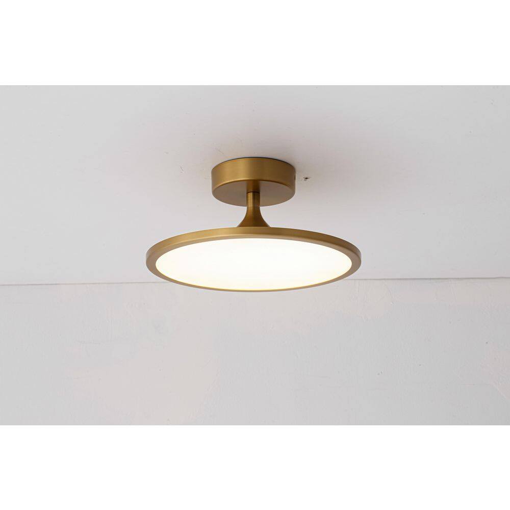 Lumin 1-Light 11.8 in.W Brushed Brass Semi-Flush Mount Round Integrated LED Close to Ceiling Light for Hallways price history on PriceWatchPro