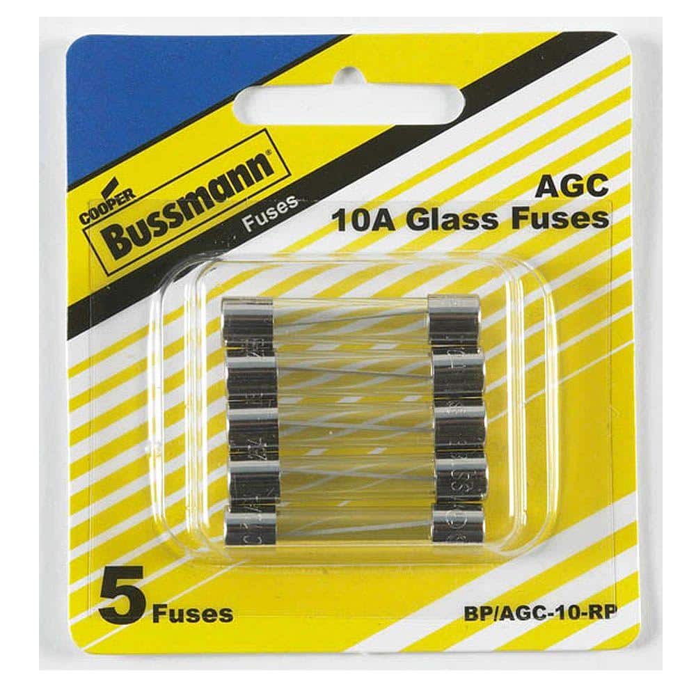 Pack of 5 1/4 x 1-10 AMP BUSSMANN AGX GLASS FUSE AGX-10 Electronic Division 