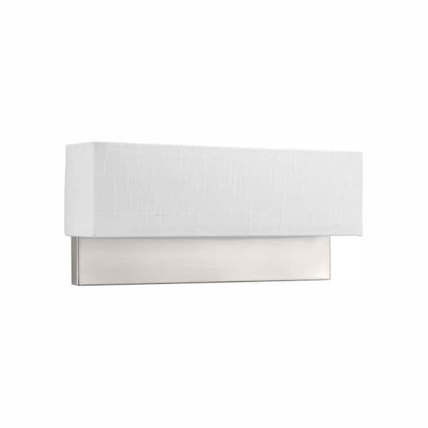 Progress Lighting LED Wall Sconces Collection 9 -Watt Brushed Nickel Integrated LED Wall Sconce with White Linen Shade