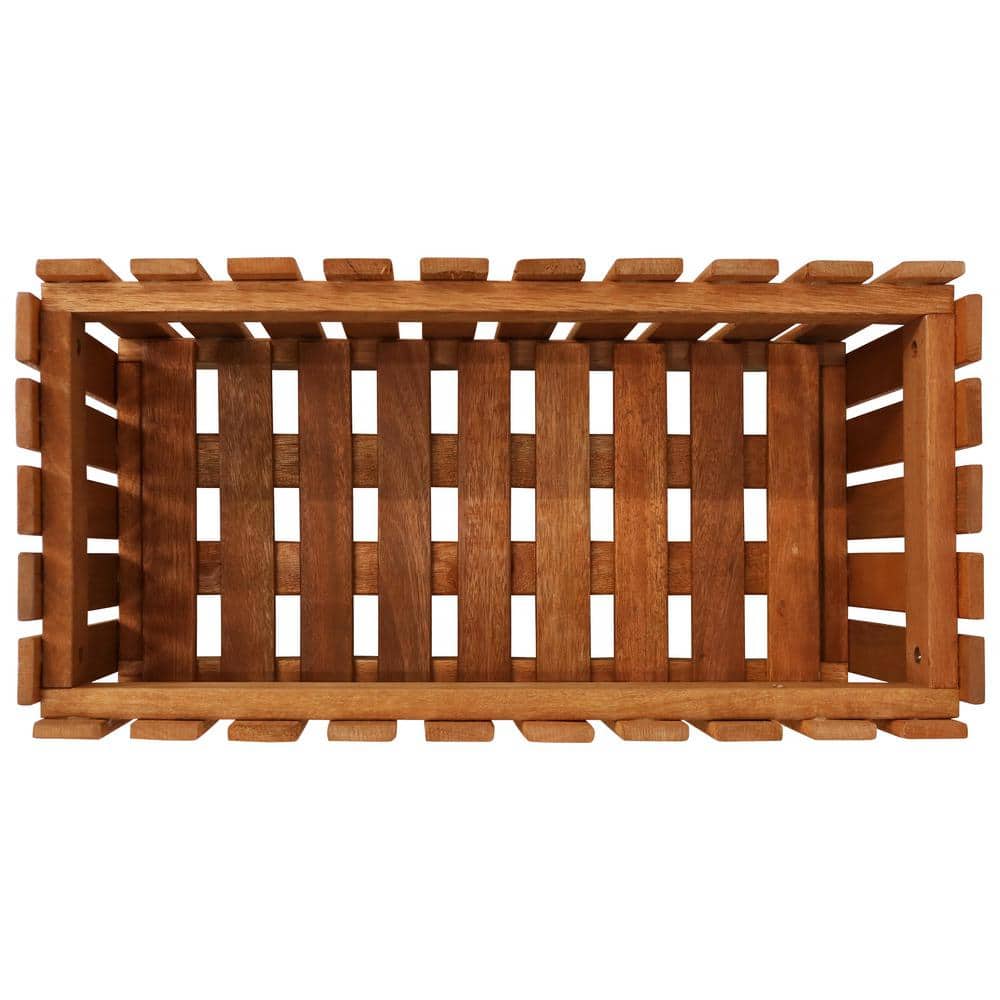 Meranti Wood Picket-Style Planter Box for Outdoor Spaces - 24" Brown