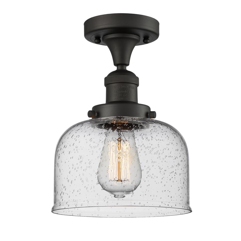 Bell 8 in. 1-Light Oil Rubbed Bronze Semi-Flush Mount with Seedy Glass Shade price history on PriceWatchPro