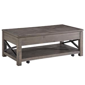 Dexter 36 in. Gray Medium Rectangle Wood Coffee Table with Lift Top