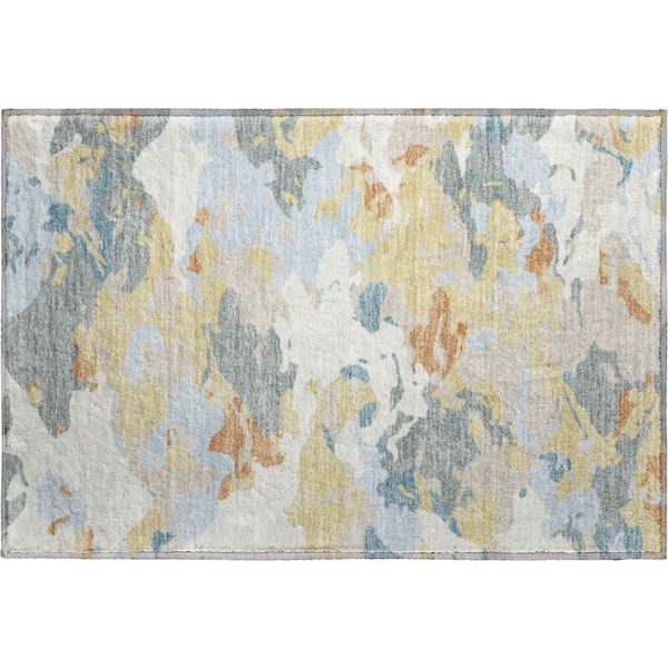 Mayfield Premium Machine Washable Abstract AMF2497 Ivory 2 ft. x 3 ft. Accent Rug