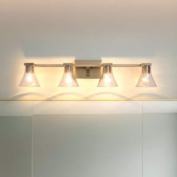 Gilford 33-in. 4-light Champagne Gold Vanity Light with Clear Glass Shades