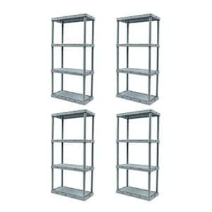 Knect-A-Shelf Gray 4-Tier Resin 12 in. x 2 in. x 24 in. Light Duty Storage Shelving System (4-Pack)