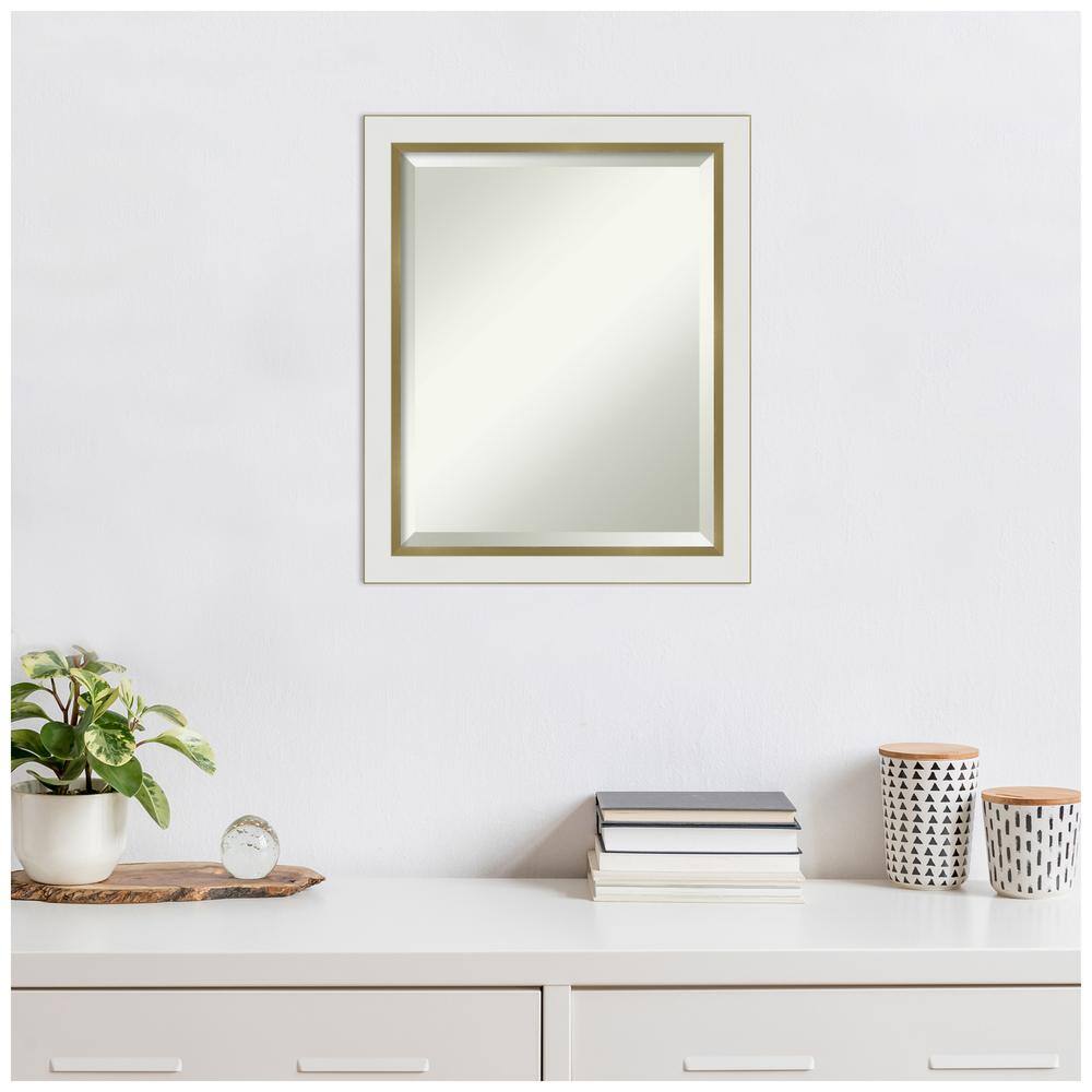 Eva White and Gold Rectangular Wall Mirror