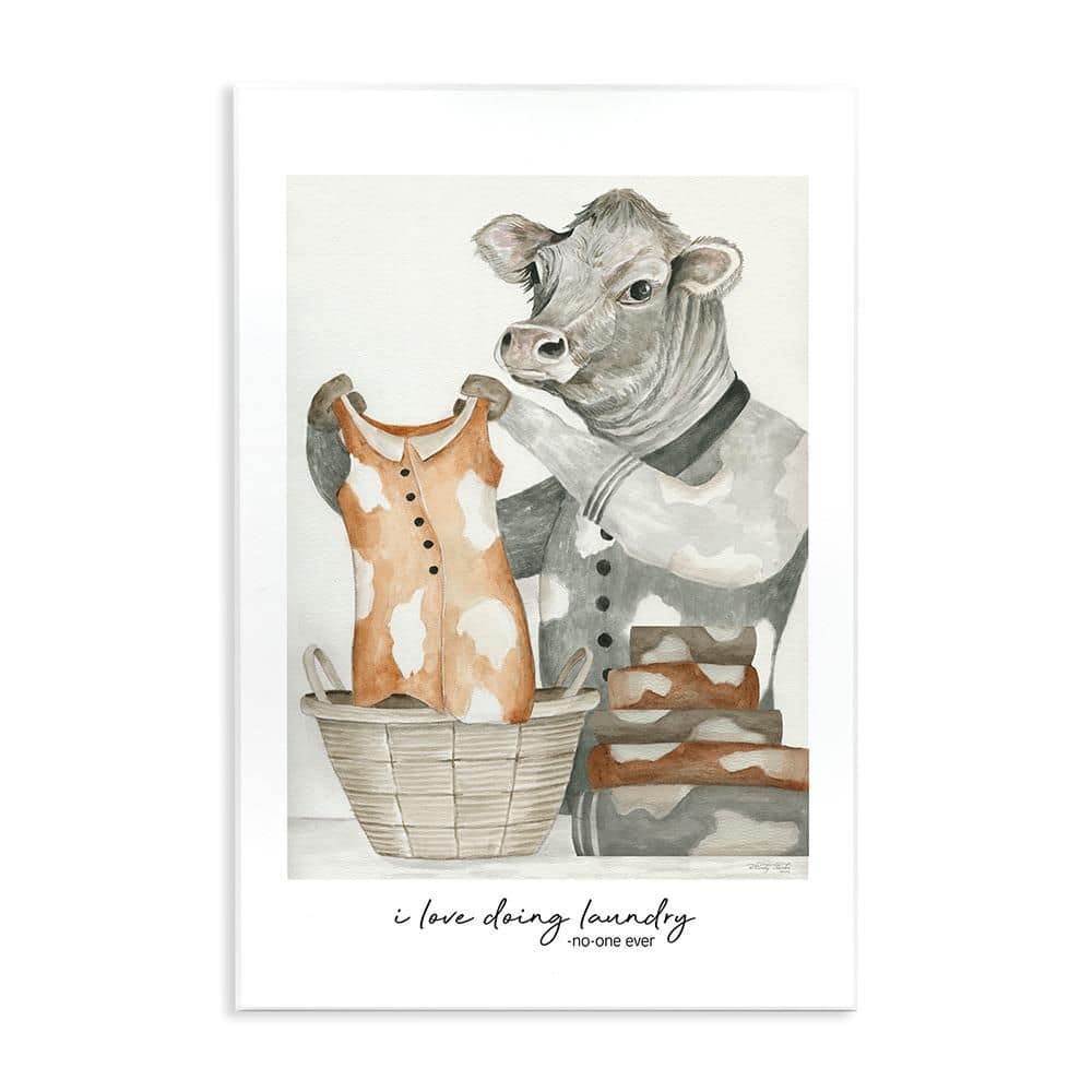 Funny Laundry Cow Phrase by Cindy Jacobs 1 Piece Unframed Animal Graphic Art Print 19 in. x 13 in. price history on PriceWatchPro