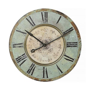 Distressed Mint Green Wood Wall Clock