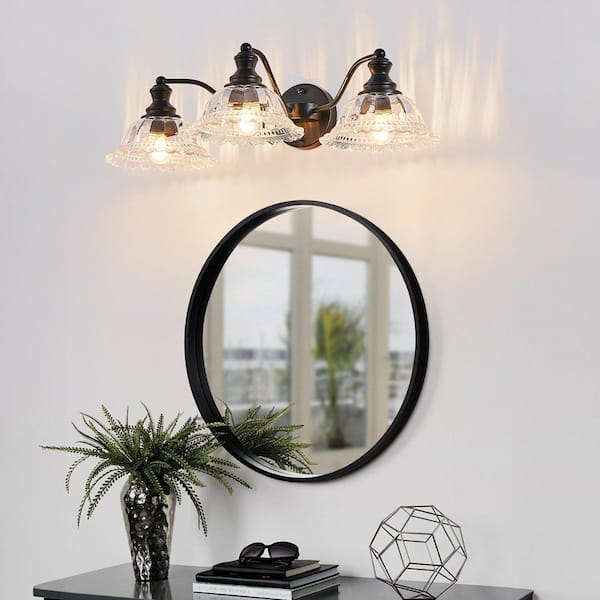 【N】Bacchus　BST24HH Basdien 24 in. 3 Light Black Vanity Light Fixture Bathroom