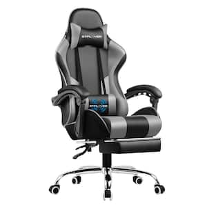 Gaming Chair Computer Chair with Footrest and Lumbar Support for Office or Gaming, Gray