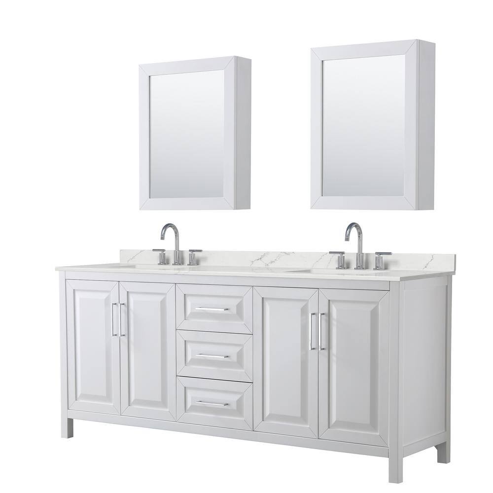 Daria 80 in. W x 22 in. D x 35.75 in. H Double Bath Vanity in White with Giotto Quartz Top and Mirrors price history on PriceWatchPro