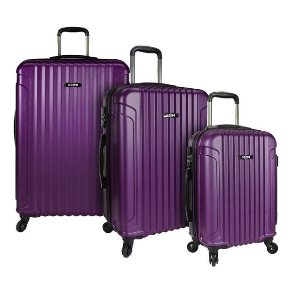 U.S. Traveler Akron 3-Piece Hardside Spinner Luggage Set, Purple