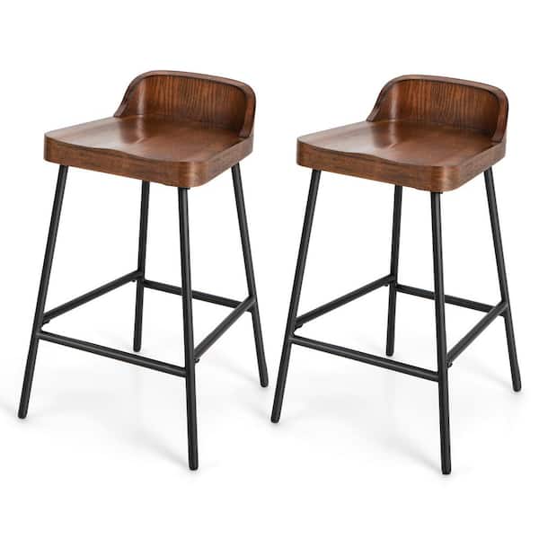 Gymax 2PCS 28 in. Low-Back Bar Stool Industrial Counter Height Chair Stool