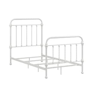 White Antique Graceful Victorian Metal Twin Bed