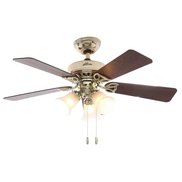 Hunter Beacon 42 in. Indoor Hill Bright Brass Ceiling Fan with Light