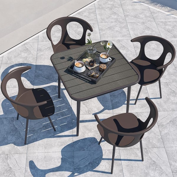 Outdoor Dining Plastic Table And Chair Set For Restaurant Matte