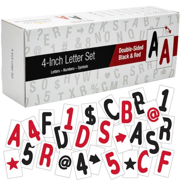 Excello 4 in. 792 Swinging Sign Letters, Symbols, and Numbers, Red and Black