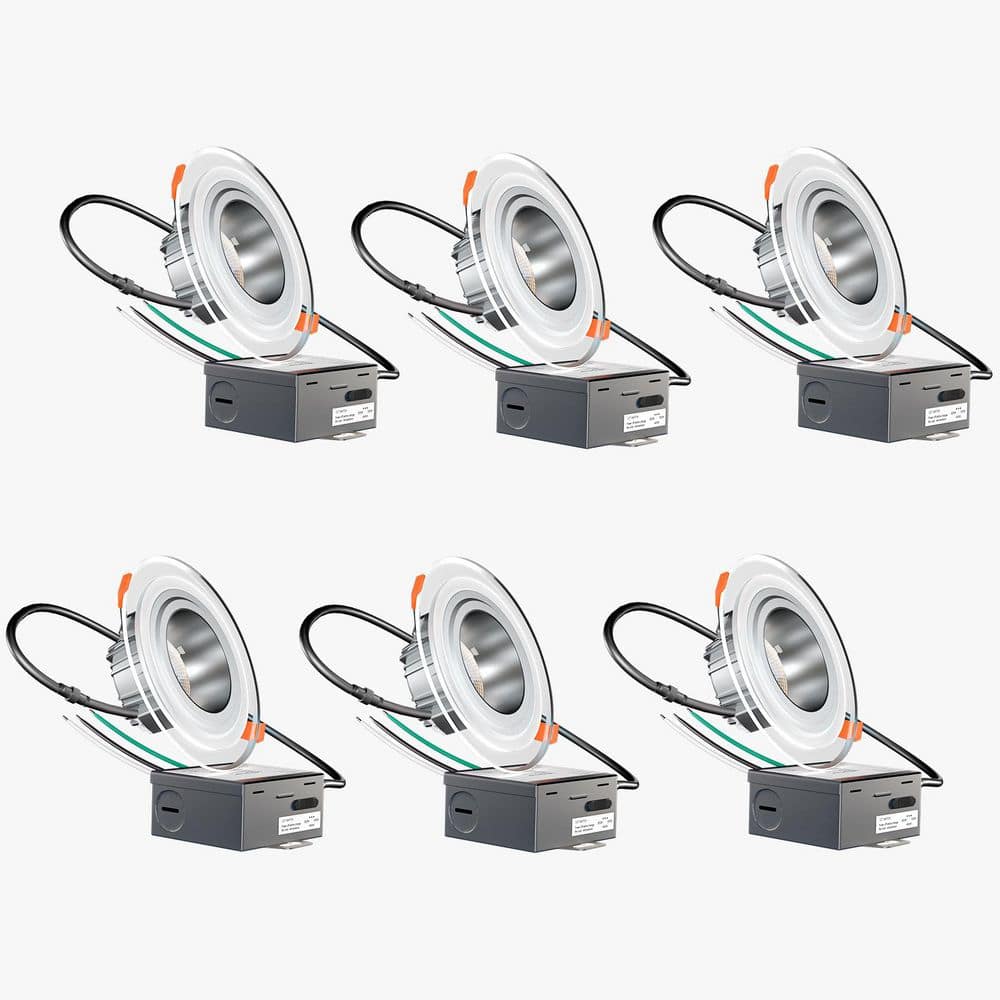 6 Pack 6 in. Canless Recessed LED Downlight with Night Light 3CCT CRI90 Dim