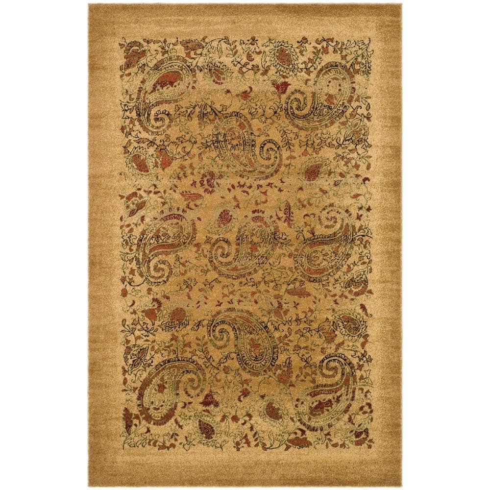 Beige and Multicolor Paisley Medium Pile Area Rug 6' x 9'