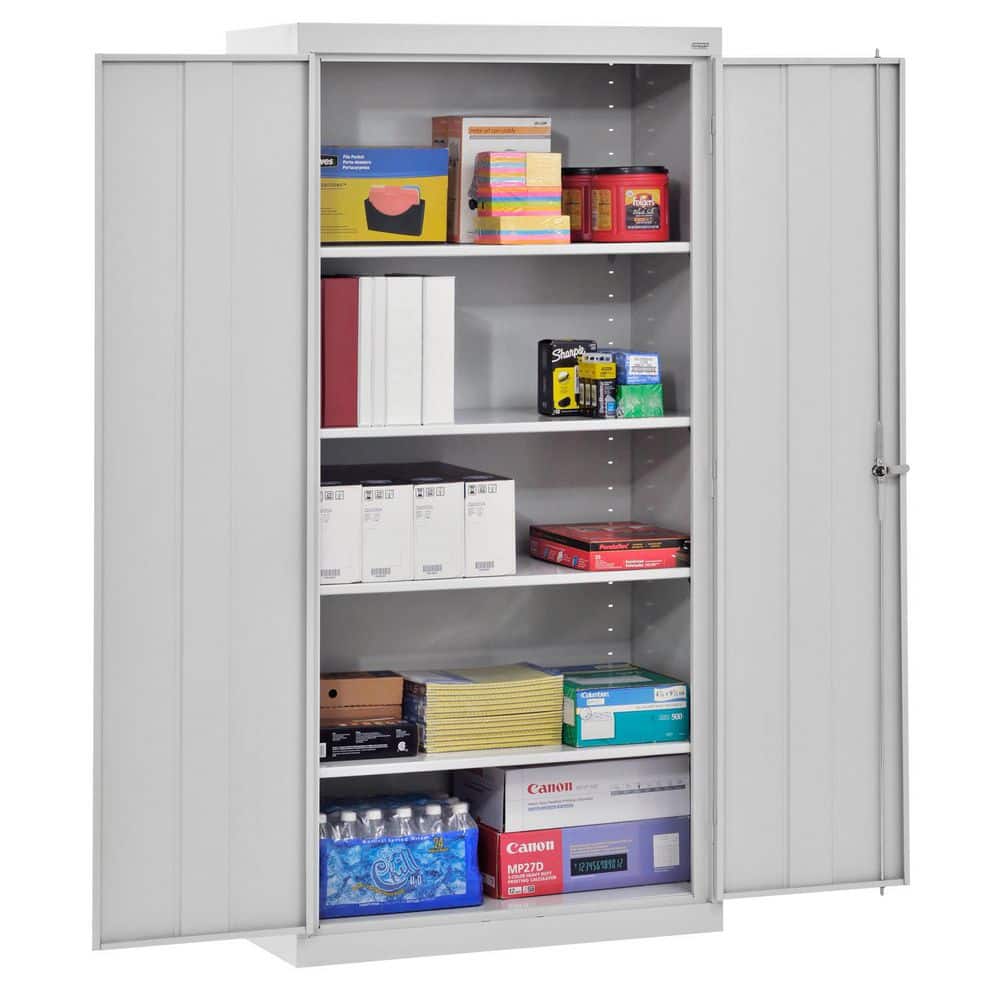 Dove Gray Steel Office Storage Cabinet with Adjustable Shelves