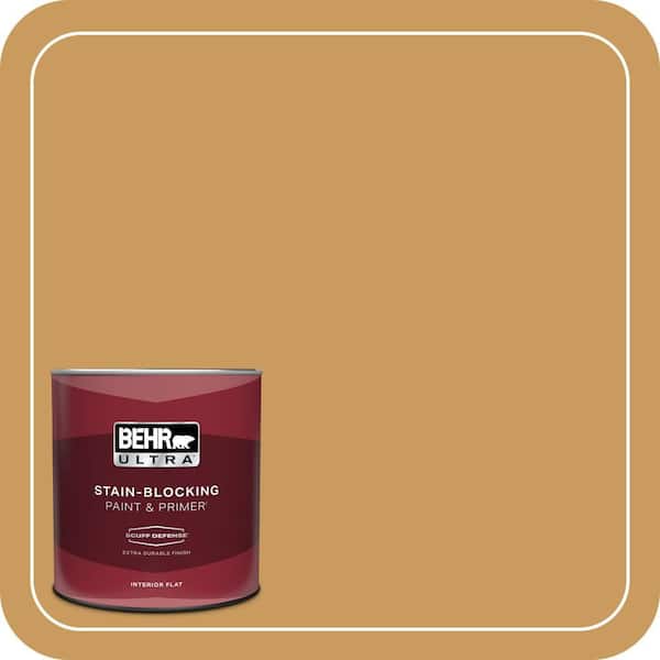 BEHR ULTRA 1 qt. #M280-6 Solid Gold Extra Durable Flat Interior Paint & Primer