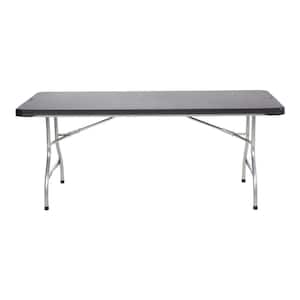 72 in. Black Plastic Stackable Folding Banquet Table (Set of 4)