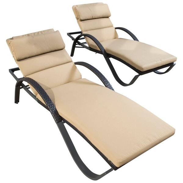 RST Brands Deco Patio Lounger with Delano Beige Cushion (2-Pack)