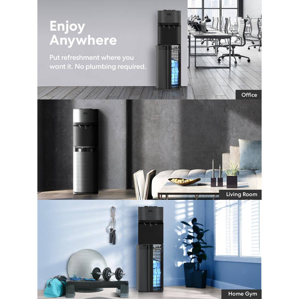 Brio Black Stainless Steel Bottom Loading Water Dispenser with UV Self-Cleaning