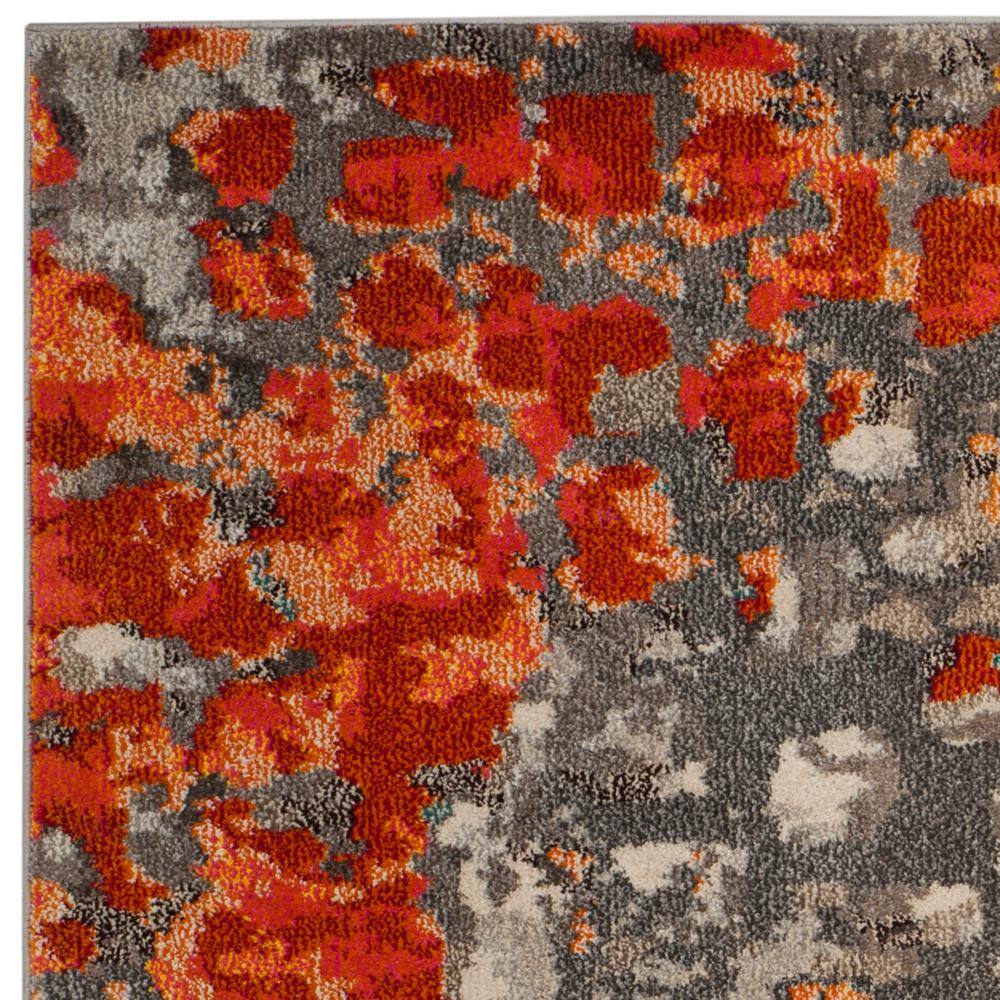 Monaco Abstract Geometric 9' Square Area Rug in Grey & Orange