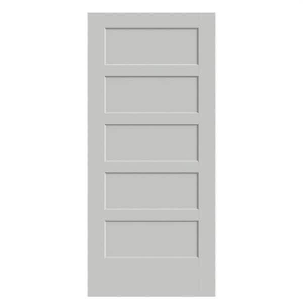 36 in. x 80 in. 5-Panel Bayshore Single Bore Solid Core Silver Bullet Molded Composite Interior Door Slab