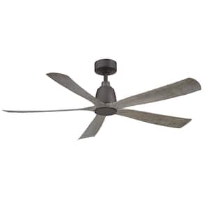 Kute5 52 in. Indoor/Outdoor Ceiling Fan with Weathered Wood Blades, Remote Control and DC Motor in Matte Greige