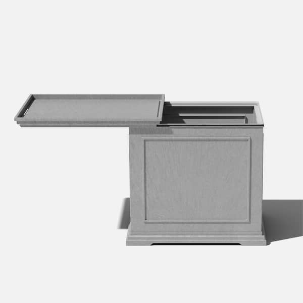 Rectangular Gray Plastic 22 in. Height Outdoor Tray Side table