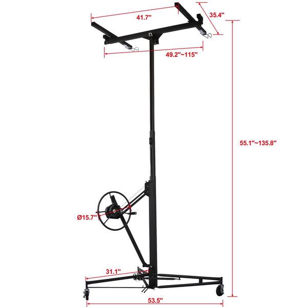 thumbnail image 2 of 11FT Drywall Lift Hoist With Wheels - 150LB Capacity Panel Hoist For Ceiling & Wall Installation 2 of 13