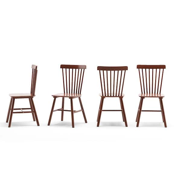 LUE BONA Windsor Classic Walnut Solid Wood Dining Chairs with