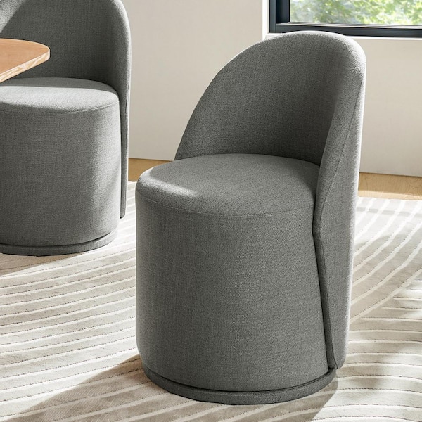 JAYDEN CREATION Clester Charcoal Polyester Swivel Dining Chair