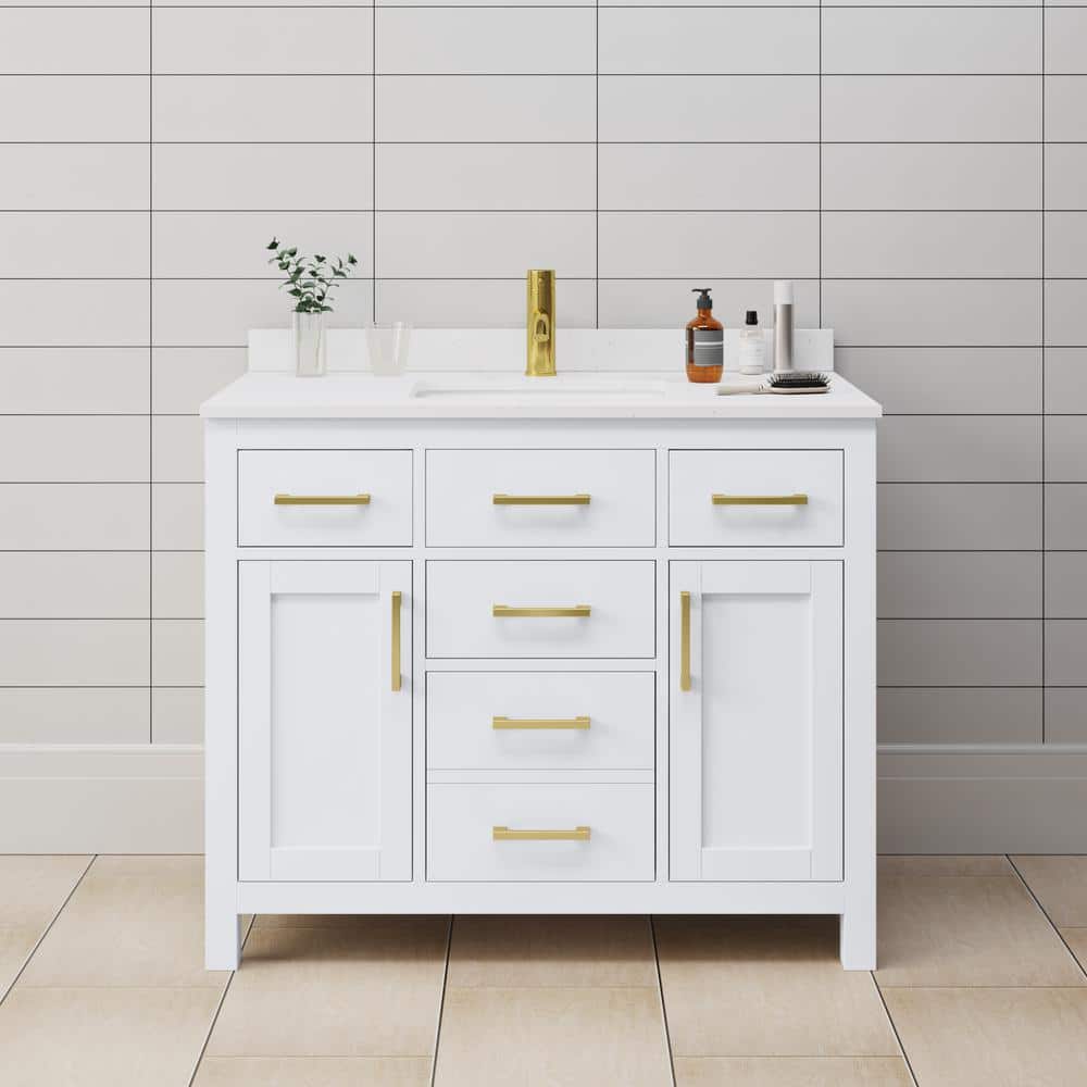 Beckett 42 in. W x 22 in. D Single Bath Vanity in White with Cultured Marble Vanity Top in White with White Basin price history on PriceWatchPro