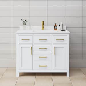 Beckett 42 in. W x 22 in. D x 35 in. H Single Sink Bath Vanity in White with White Cultured Marble Top