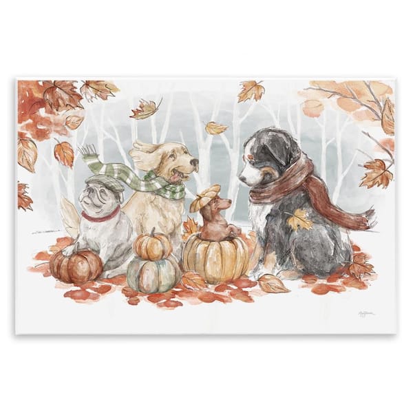 Stupell Industries Autumn Fun Dogs by Mary Urban Unframed Graphic Typography Art Print 10 in. x 15 in.