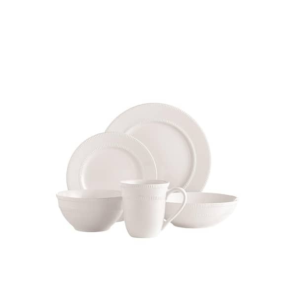 Over and Back Orient 20-Piece Casual White Porcelain Dinnerware Set (Service for 4)