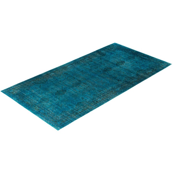 Overdyed Blue 9 ft. x 12 ft. Solid Wool Indoor Area Rug