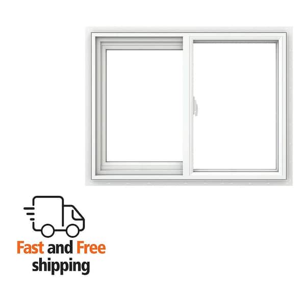 V-2500 Series 47.5 in. W x 47.5 in. H Left-Handed White Vinyl Low-E Sliding New Construction Window w/ Nail Fin Frame