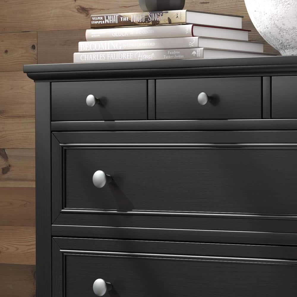 Black Hardwood and Engineered Wood Chest with Felt Lined Drawer