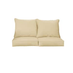 25 in. x 25 in. Sunbrella Deep Seating Indoor/Outdoor Loveseat Cushion Canvas Antique Beige