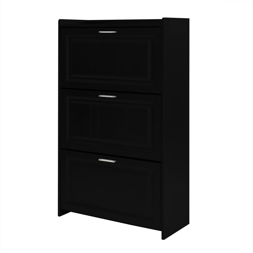 28 in. W x 12 in. D x 47 in. H Black Linen Cabinet, Shoe Storage Cabinet fo