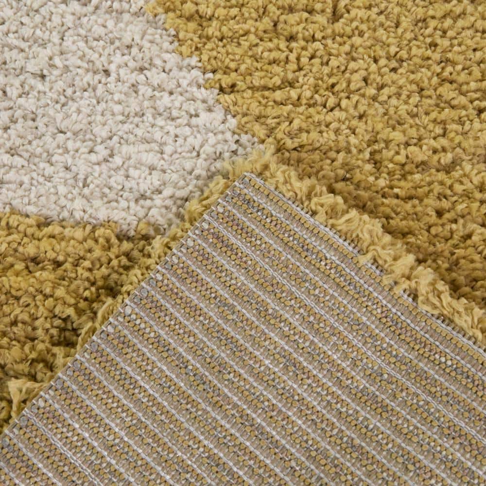 Faraday Yellow and White Rectangular Kids' Synthetic Rug