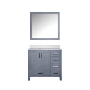 Jacques 36 in. W x 22 in. D Right Offset Dark Grey Bath Vanity, Cultured Marble Top, and 34 in. Mirror