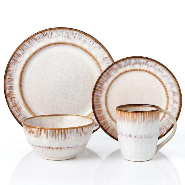16-Piece Mocca Swirl Stoneware Set (Service for 4)
